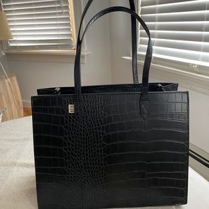 Beis Mini Work Tote in Black Croc